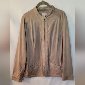 Chico's Taupe/Tan Faux Suede Long Sleeve Jacket Size 2